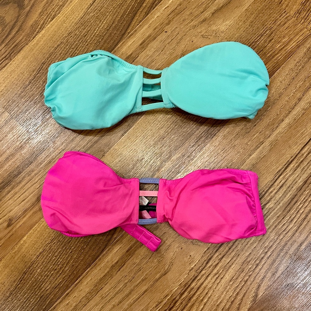 Victoria's Secret Mint and Pink Bikini Tops